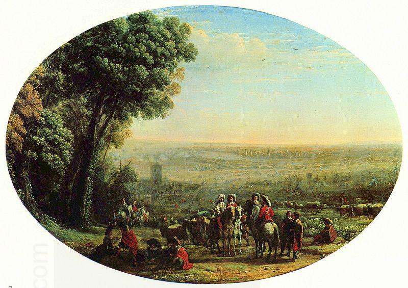 Claude Lorrain Belagerung von La Rochelle durch die Truppen Ludwigs XIII., Oval China oil painting art